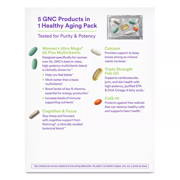 Gnc Women's Vitapak Program 50 Plus, Complex De Multivitamine Pentru Femei 50 Plus, 30 Pachete