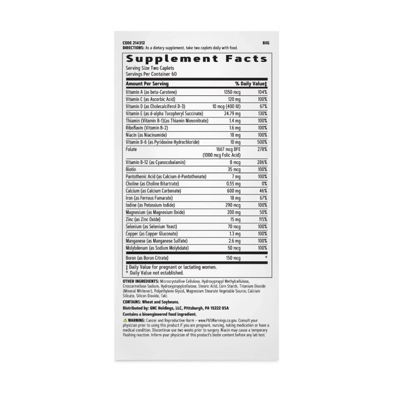 Gnc Women's Prenatal Formula With Iron, Formula Prenatala Cu Fier, 120 Tb