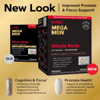 Gnc Mega Men Whole Body Vitapak Program, Complex De Multivitamine Pentru Barbati, Pentru Intregul Organism, 30 Pachetele