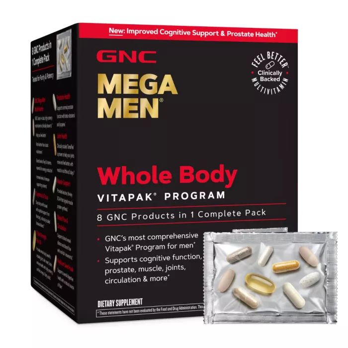 Gnc Mega Men Whole Body Vitapak Program, Complex De Multivitamine Pentru Barbati, Pentru Intregul Organism, 30 Pachetele