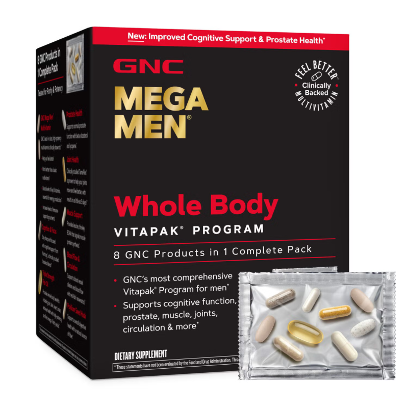 Gnc Mega Men Whole Body Vitapak Program, Complex De Multivitamine Pentru Barbati, Pentru Intregul Organism, 30 Pachetele