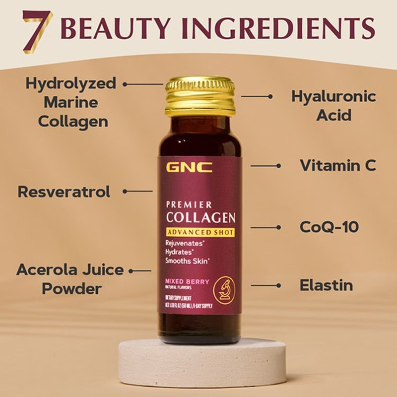 Gnc Premier Collagen Advanced Shot Liquid With Berry Flavor, 50 Ml