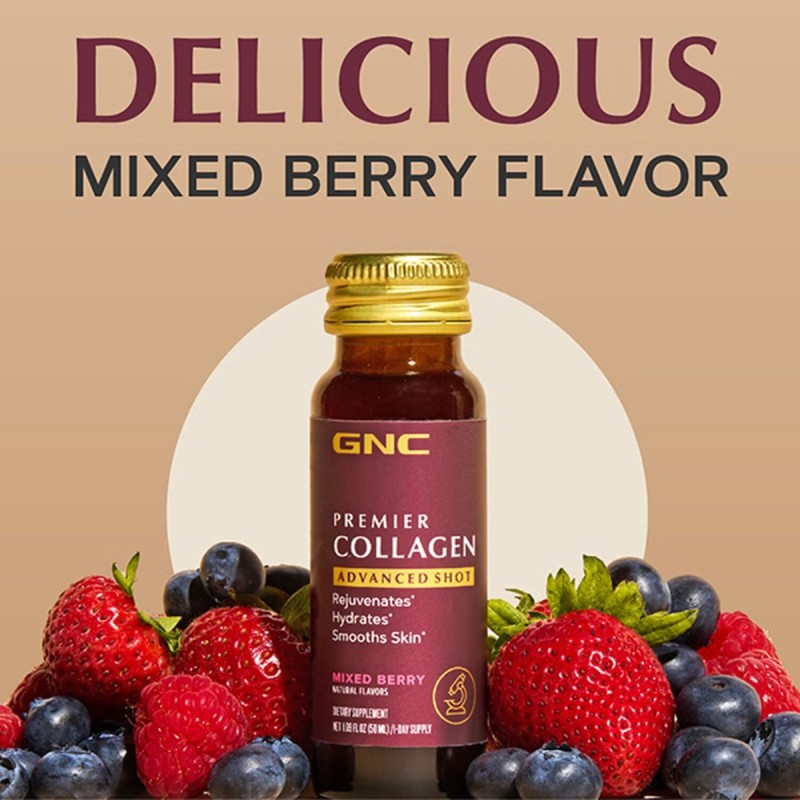 Gnc Premier Collagen Advanced Shot Liquid With Berry Flavor, 50 Ml