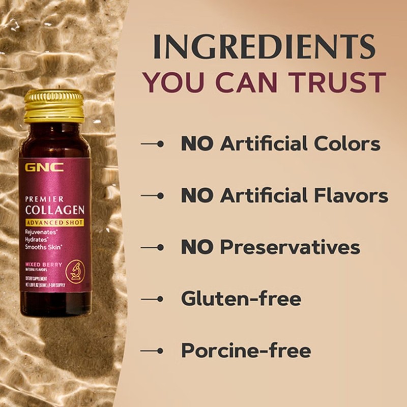 Gnc Premier Collagen Advanced Shot Liquid With Berry Flavor, 50 Ml
