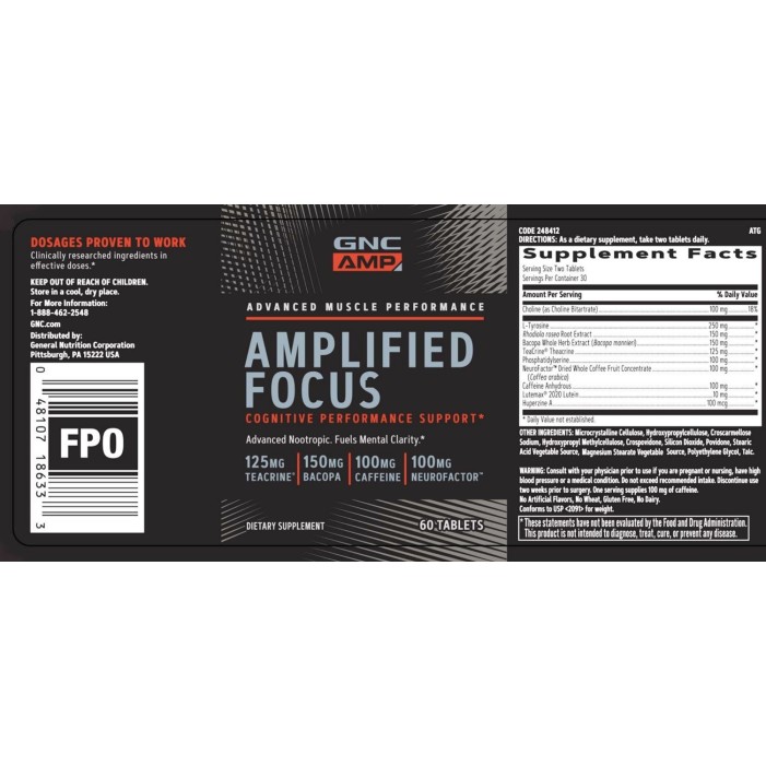 Supliment pentru concentrare si claritate mentala (60 tb), GNC Live Well