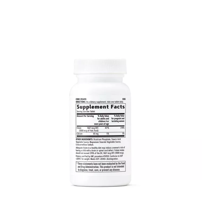 Gnc Acid Folic 1000 Mcg, 100 Tb Gnc Acid Folic 1000 Mcg, 100 Tb