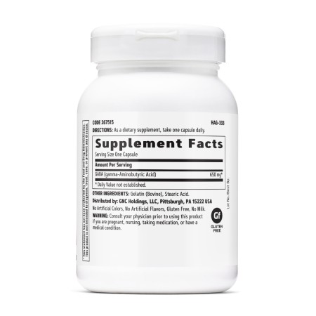 Gnc Gaba 650 Mg, Neurotransmitator Natural Pentru Relaxare, Somn Si Stres, 90 Cps