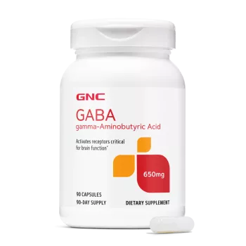Gnc Gaba 650 Mg, Neurotransmitator Natural Pentru Relaxare, Somn Si Stres, 90 Cps