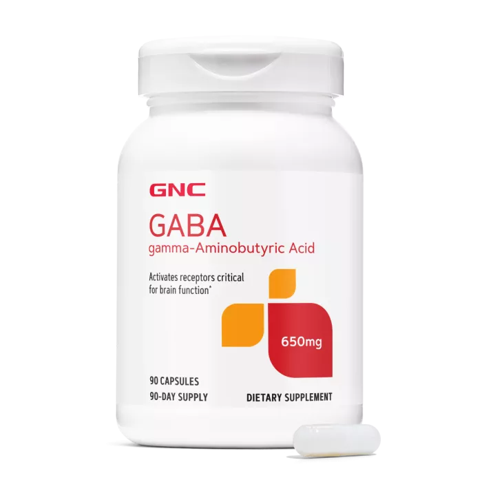 Gnc Gaba 650 Mg, Neurotransmitator Natural Pentru Relaxare, Somn Si Stres, 90 Cps