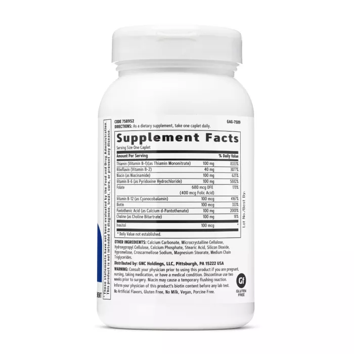 Gnc B-complex Formula Big 100, Complex De Vitamina B, 90 Tb