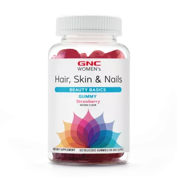 Gnc Women's Hair, Skin & Nails Strawberry , Jeleuri Cu Biotina Si Vitamine Pentru Frumusetea Parului, Pielii Si Unghiilor, 60 Jeleuri