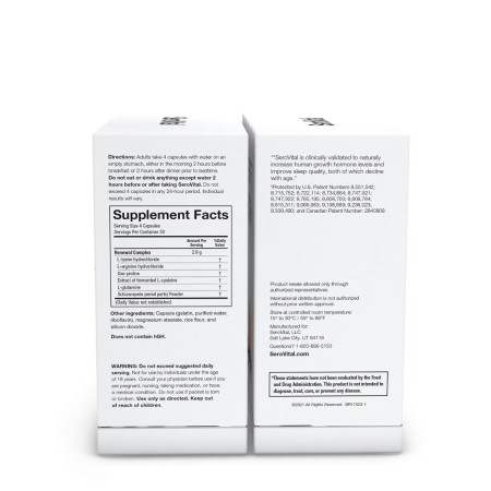 Serovital Reverse The Signs Of Aging, Formula Avansata Pentru Productia Naturala A Hormonului De Crestere Hgh Cu Lizina, 120 Cps