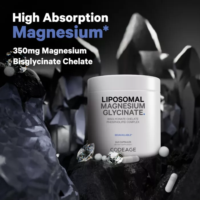 Codeage Magneziu Bisglicinat Lipozomal Cu Bioperine - Formula Avansata Pentru Absorbtie Superioara, 240 Cps Codeage Magneziu Bisglicinat Lipozomal Cu Bioperine - Formula Avansata Pentru Absorbtie Superioara, 240 Cps