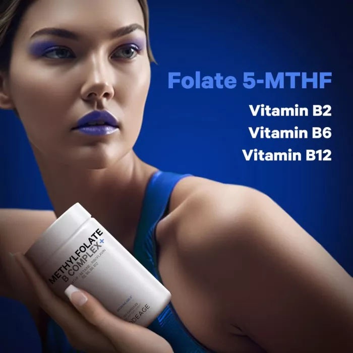 Codeage Methylfolate B Complex, Forma Bioactiva B Complex Pentru Energie, Metabolism Si Sanatate Celulara, 120 Cps