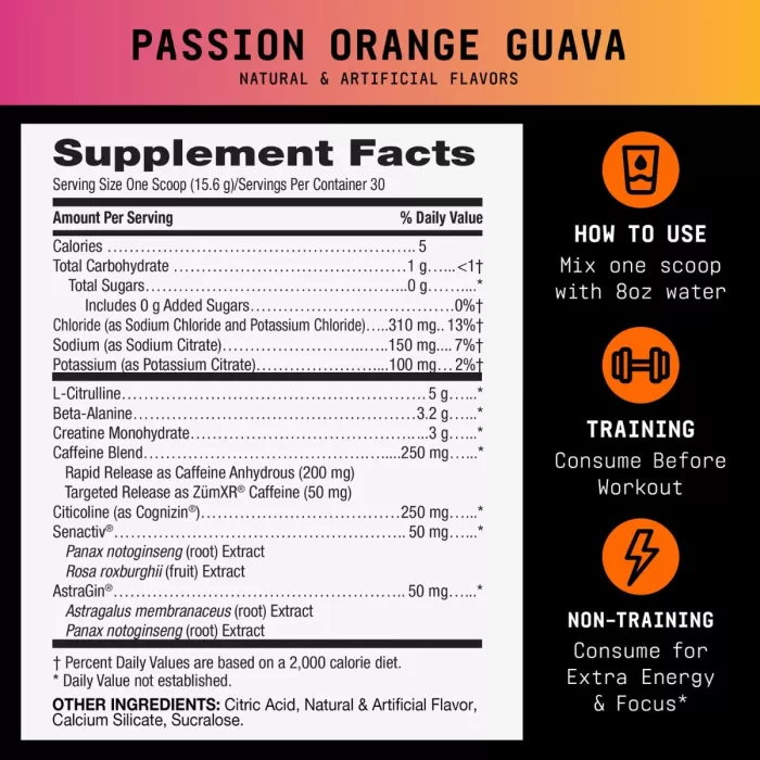 Gnc Beyond Raw Lit V2 Pre-workout With Passion Orange Guava Flavor, Pre-workout Cu Aroma De Passion Orange Guava, 468 G