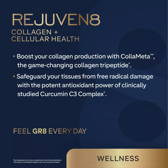 Gr8 Lifestyle Rejuven8 Collagen And Cellular Health With Sunrise Punch Flavor, Formula Pentru Sanatatea Pielii, Articulatiilor Si Regenerare Celulara, Cu Aroma De Sunrise Punch, 484.4 G