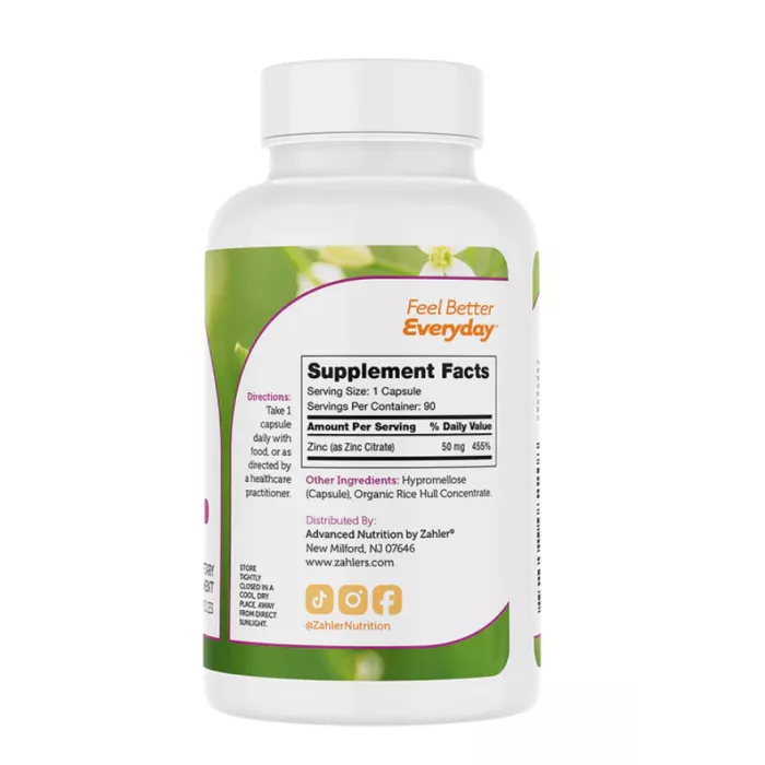 Zahler Zinc, Bioactive Zinc Citrate, Advanced Zinc Supplement, Zinc Citrat Bioactiv, 90 Tb