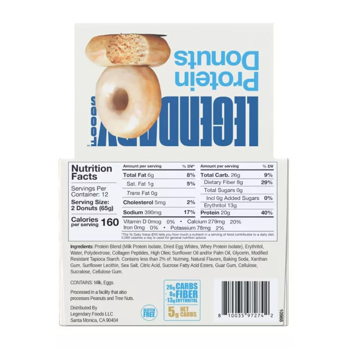 Legendary Foods Protein Donut With Vanilla Glazed, Gogoasa Proteica Cu Glazura De Vanilie, 65 G