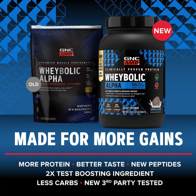 Gnc Amp New Wheybolic Alpha, Proteina Din Zer, Studiata Clinic, Cu Aroma De Biscuiti Cu Crema, 934,7 G