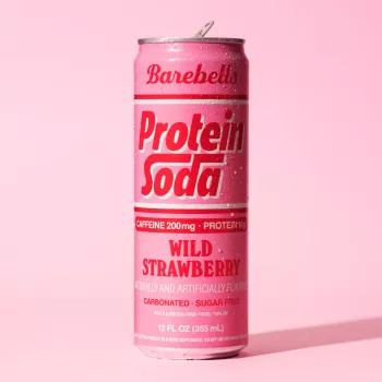 Barebells Protein Soda With Strawberry Flavor, Bautura Proteica Carbogazoasa Cu Aroma De Capsuni, 355 Ml