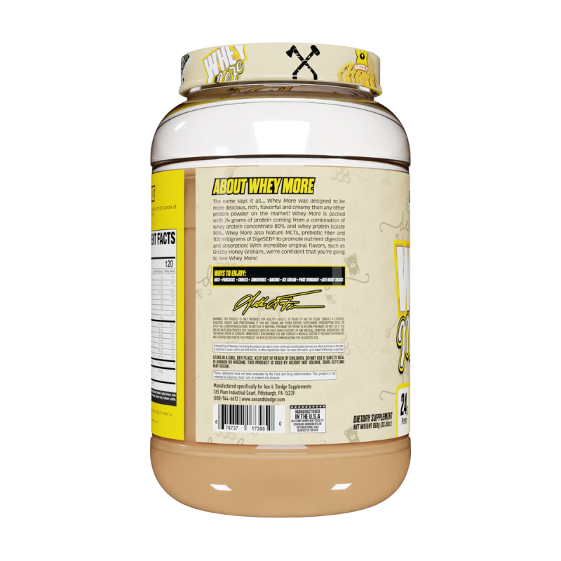 Axe & Sledge Whey More Grizzly Honey Graham, Proteina Din Zer Cu Aroma De Biscuiti Graham Cu Miere, 963 G