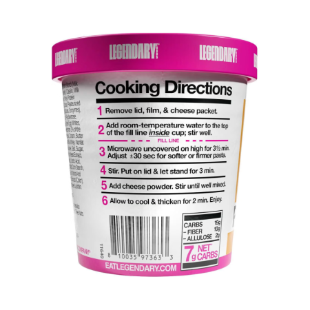 Legendary Foods Protein Pasta With Mac & Cheese Flavor, Paste Proteice Cu Aroma De Sos Cremos De Branza, 82 G