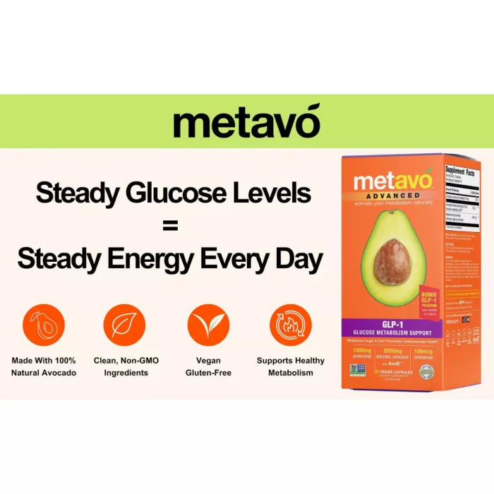 Metavo Advanced Glp-1 Glucose Metabolism Support, Suport Avansat Pentru Metabolismul Glucozei Si Glp-1, 180 Cps