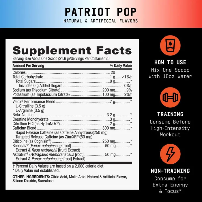 Gnc Beyond Raw Lit Af V2, Formula Avansata De Pre-workout, Cu Aroma De Patriot Pop, 432 G