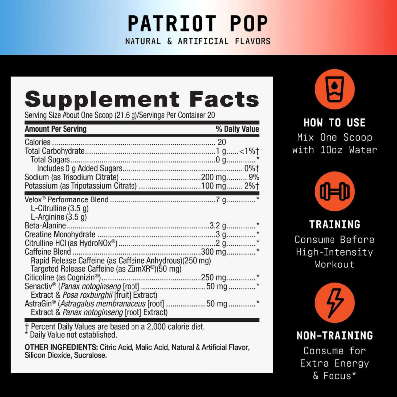 Gnc Beyond Raw Lit Af V2, Formula Avansata De Pre-workout, Cu Aroma De Patriot Pop, 432 G