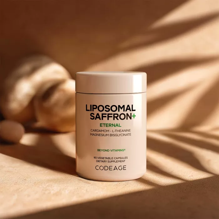 Codeage Liposomal Saffron+, Sofran Lipozomal Premium, L-teanina Si Magneziu Pentru Echilibru Zilnic, 90 Cps