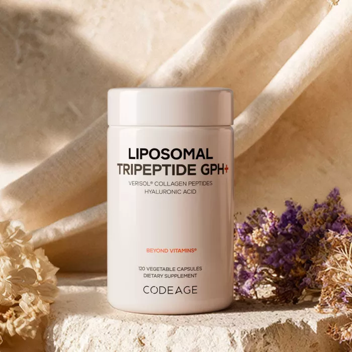 Codeage Liposomal Tripeptide Gph+ – Formula Lipozomala Colagen Verisol Si Acid Hialuronic, 120 Cps