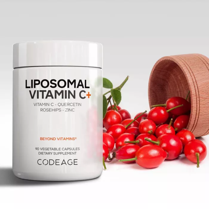 Codeage Liposomal Vitamin C, Vitamina C Liposomala - Formula Avansata Pentru Absorbtie Superioara, 90 Cps