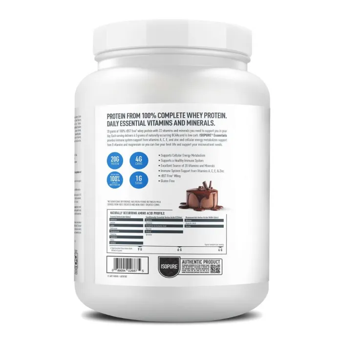 Isopure Essentials Protein Powder, Proteina Din Zer Cu Aroma De Mousse De Ciocolata, 390 G