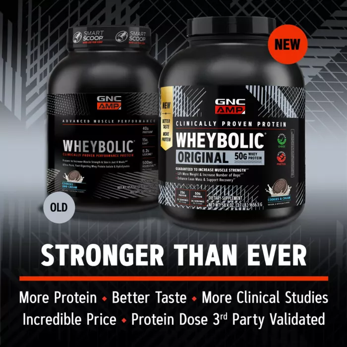 Gnc Amp New Wheybolic, Proteina Din Zer, Studiata Clinic, Cu Aroma De Biscuiti Cu Crema, 1656,5 G