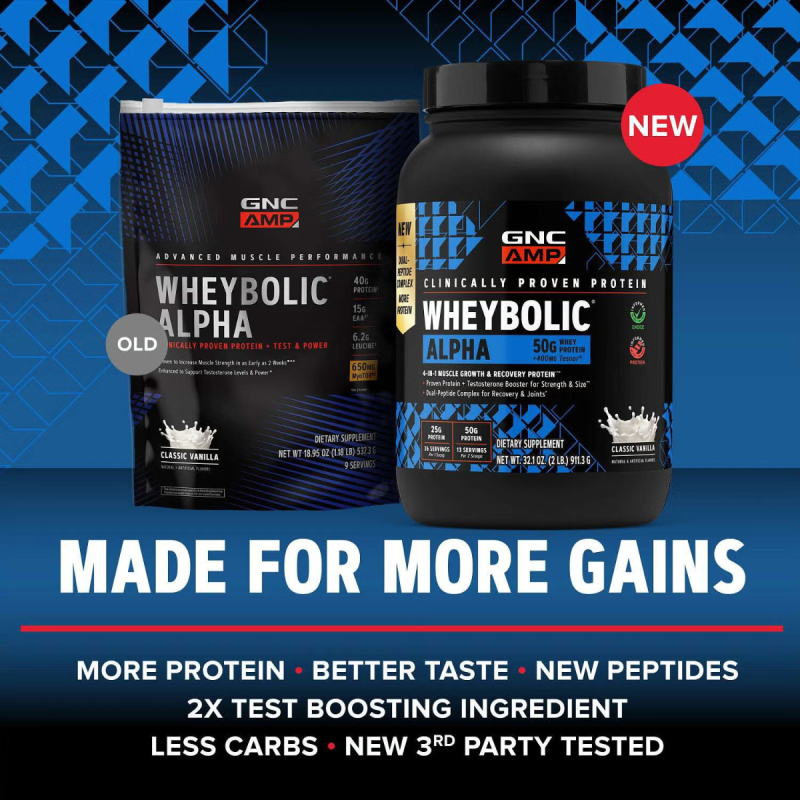 Gnc Amp New Wheybolic Alpha, Proteina Din Zer, Studiata Clinic, Cu Aroma De Vanilie, 911,3 G