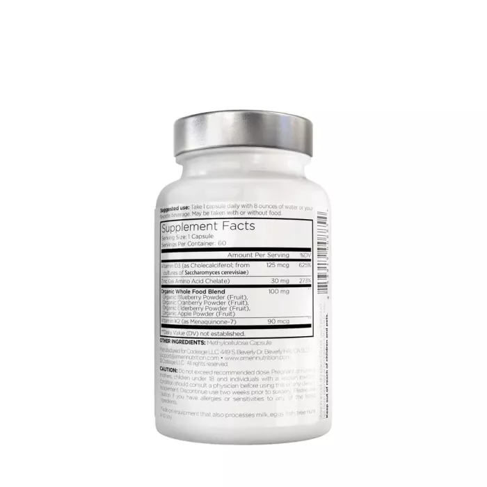 Codeage Amen Vitamin D - K2 & Zinc - Vitamin D3, Formula Pentru Imunitate, Oase Puternice Si Protectie Cardiovasculara, 60 Cps Codeage Amen Vitamin D - K2 & Zinc - Vitamin D3, Formula Pentru Imunitate, Oase Puternice Si Protectie Cardiovasculara, 60 Cps