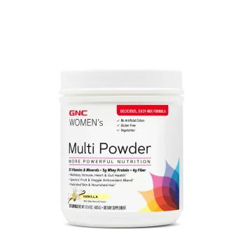 Gnc Women’s Multi Powder, Pudra Cu Multivitamine, Proteina Si Verdeturi Pentru Femei Cu Aroma De Vanilie, 485 G