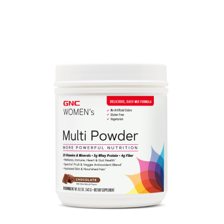 Gnc Women’s Multi Powder, Pudra Cu Multivitamine, Proteina Si Verdeturi Pentru Femei Cu Aroma De Ciocolata, 543 G