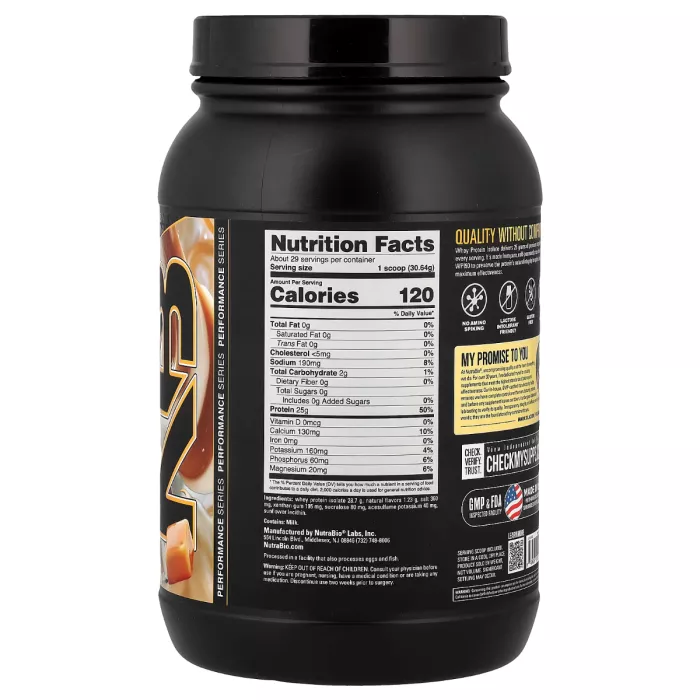 Nutrabio Whey Protein Isolate Vanilla Caramel, Izolat De Proteina Din Zer Cu Aroma De Caramel Si Vanilie, 907 G