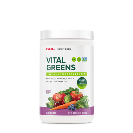 Gnc Superfoods Vital Greens Daily Superfoods Powder, Pudra Cu Super Alimente Verzi Cu Aroma De Fructe De Padure, 424.8 G
