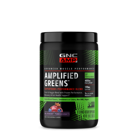 Gnc Amp Amplified Greens Superfoods Performance Blend, Ameste De Super Alimente Verzi Cu Aroma De Afine Si Rodie, 280.2 G