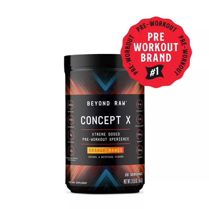 Beyond Raw Concept X Pre-workout, Formula Pre-workout Cu Aroma De Portocale Si Mango, 588.2 G Beyond Raw Concept X Pre-workout, Formula Pre-workout Cu Aroma De Portocale Si Mango, 588.2 G