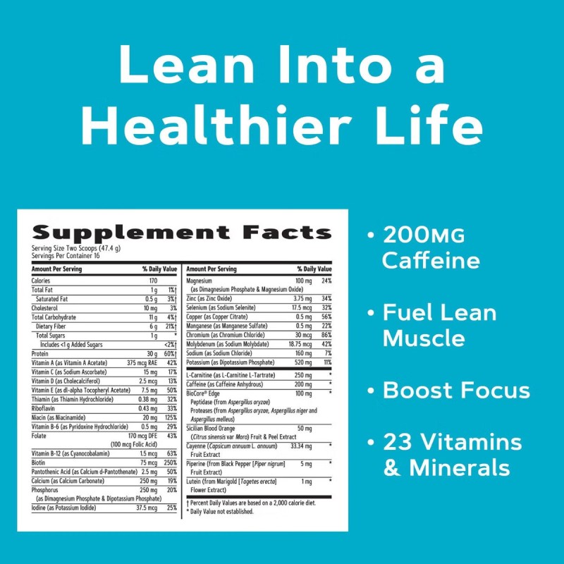 Gnc Total Lean Lean Shake Energy, Shake Proteic Cu Aroma De Ciocolata, 758.4 G