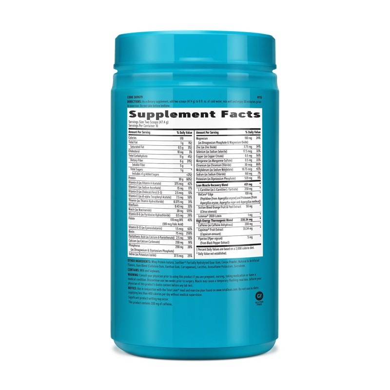 Gnc Total Lean Lean Shake Energy, Shake Proteic Cu Aroma De Ciocolata, 758.4 G