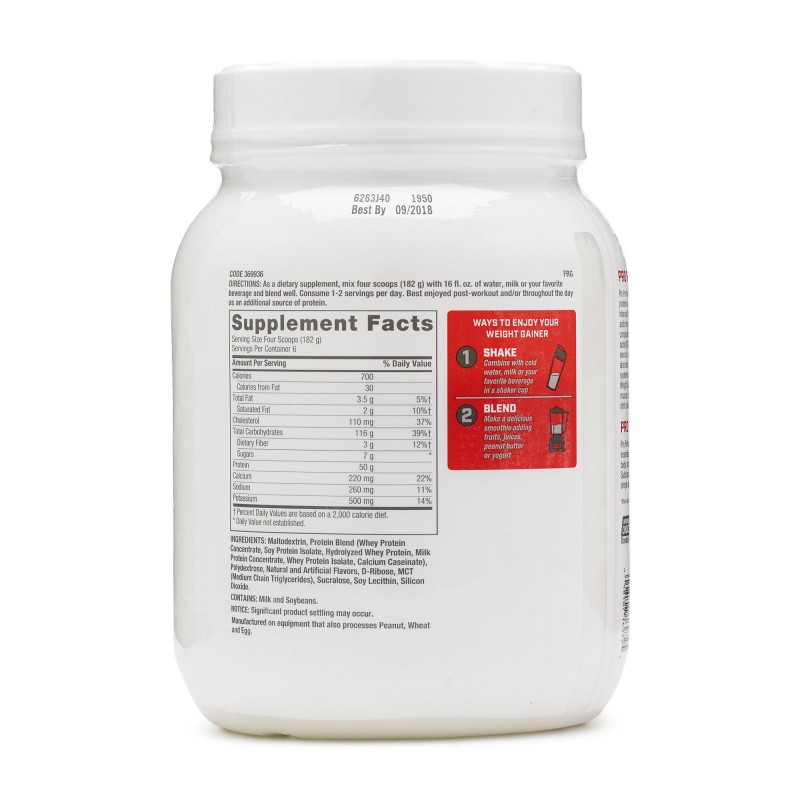 Pro performance weight gainer, formula proteica pentru crestere in greutate cu aroma de vanilie, testata antidoping (1134 g), GNC Live Well