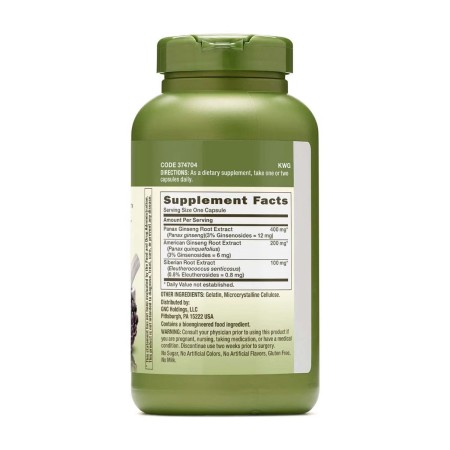 Gnc Herbal Plus Triple Ginsa, Extract Standardizat Din 3 Tipuri De Ginseng, 200 Cps