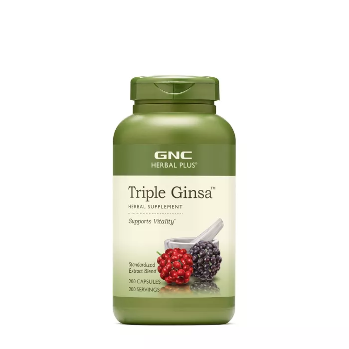 Gnc Herbal Plus Triple Ginsa, Extract Standardizat Din 3 Tipuri De Ginseng, 200 Cps Gnc Herbal Plus Triple Ginsa, Extract Standardizat Din 3 Tipuri De Ginseng, 200 Cps