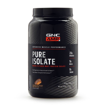Gnc Amp Pure Isolate, Proteina Izolata Din Zer, Cu Aroma De Ciocolata Si Unt De Arahide, 896 G