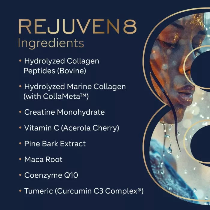 Gr8 Lifestyle Rejuven8 Collagen And Cellular Health With Sunrise Punch Flavor, Formula Pentru Sanatatea Pielii, Articulatiilor Si Regenerare Celulara, Cu Aroma De Sunrise Punch, 484.4 G