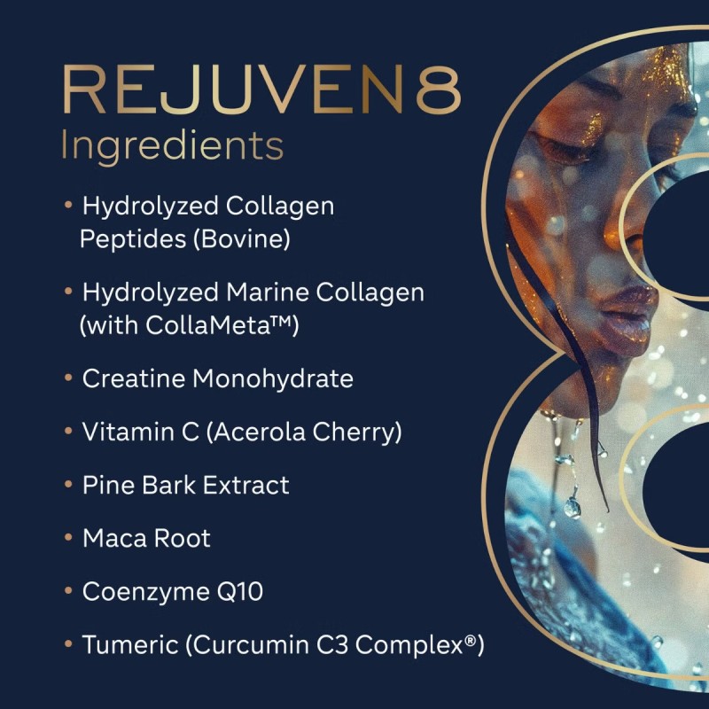 Gr8 Lifestyle Rejuven8 Collagen And Cellular Health With Sunrise Punch Flavor, Formula Pentru Sanatatea Pielii, Articulatiilor Si Regenerare Celulara, Cu Aroma De Sunrise Punch, 484.4 G